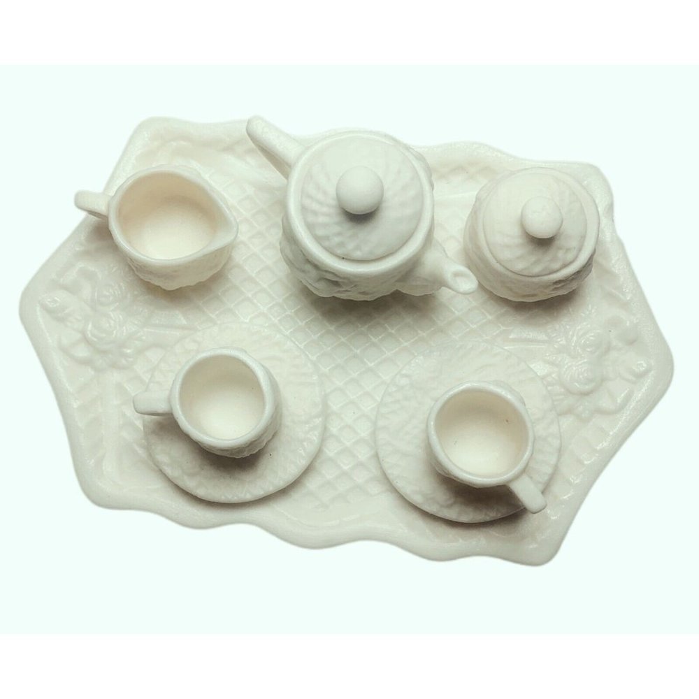 New World Bazaars Inc. Floral Fantasy Miniature Tea 8 Piece Set Beige - Picture 3 of 8